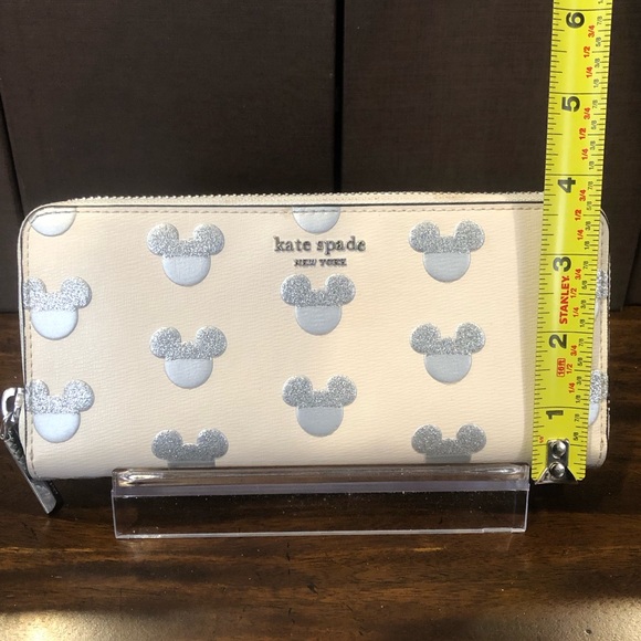 KATE SPADE x DISNEY Silver Mickey Mouse Embossed Full Zipper Continental Wallet - Picture 9 of 17